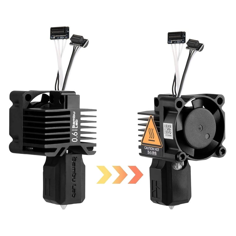 ENOMAKER Bamboo Lab X1 Carbon, X1, X1C Hotend Complete Kit for X1 Series 3D Printer, Full Assembly Hardened Steel Hot End with Fan, Thermistor, Ceramic Heater, 0.6mm Nozzle, Extruder Heating Block Replacement - Image 5